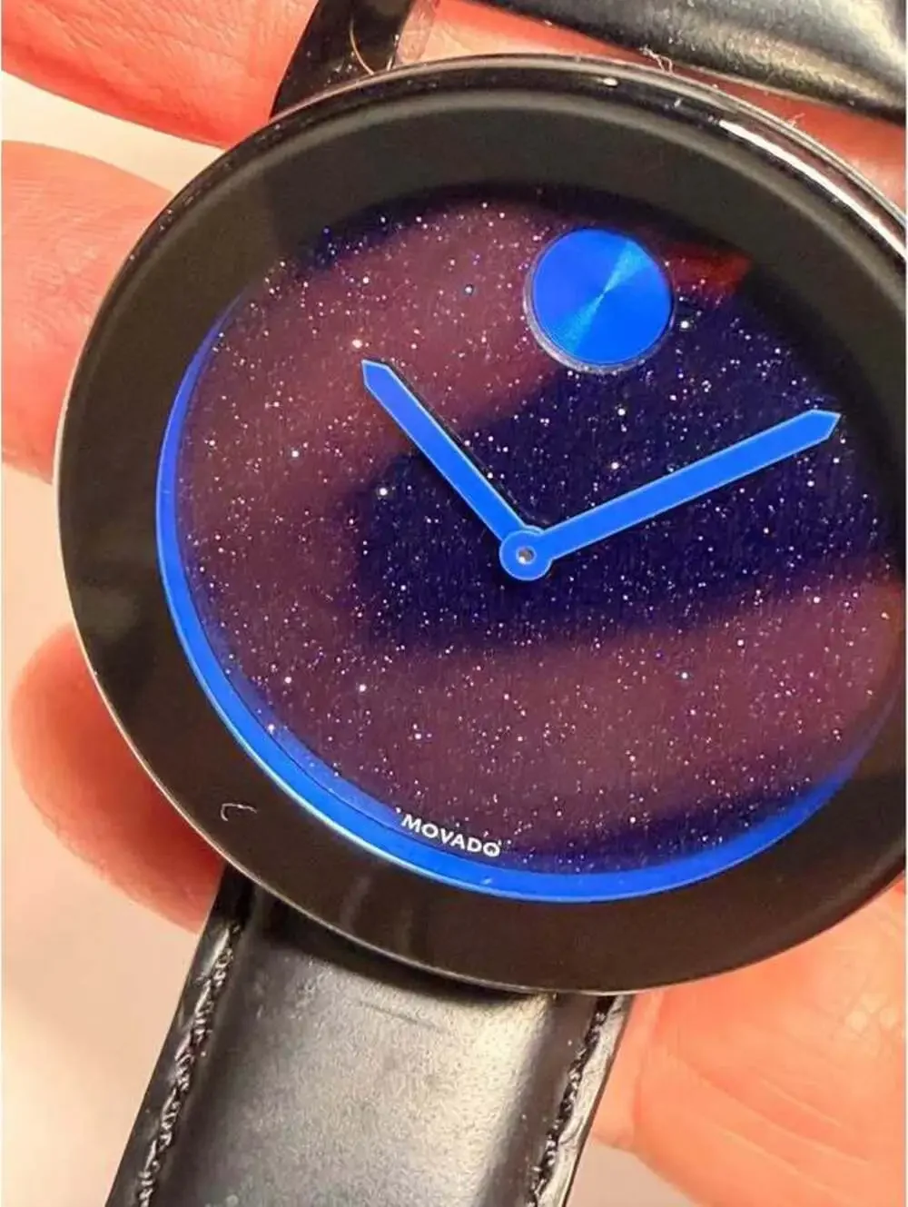 Movado Bold Black Watch Blue Starry Night Dial